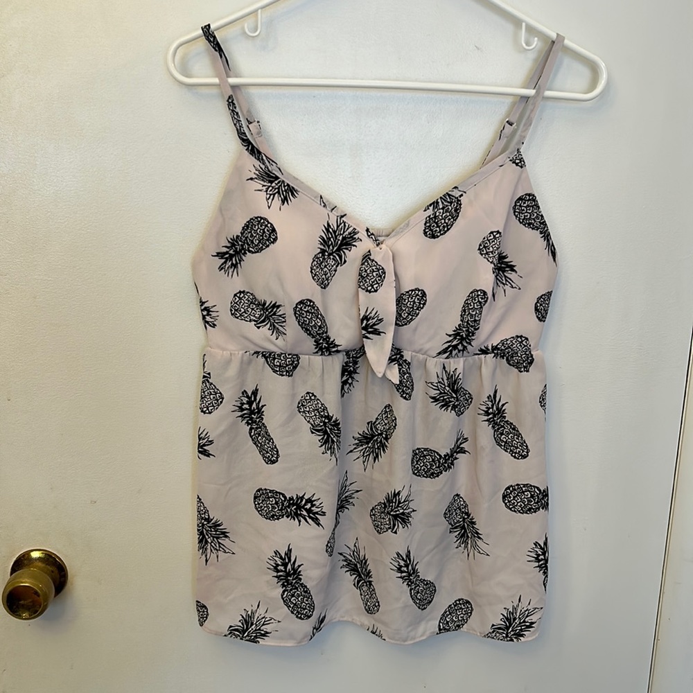 Candie's Pink Pineapple Print Spaghetti Strap Tank